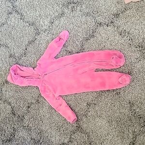 Pink Heart Fleece Footie